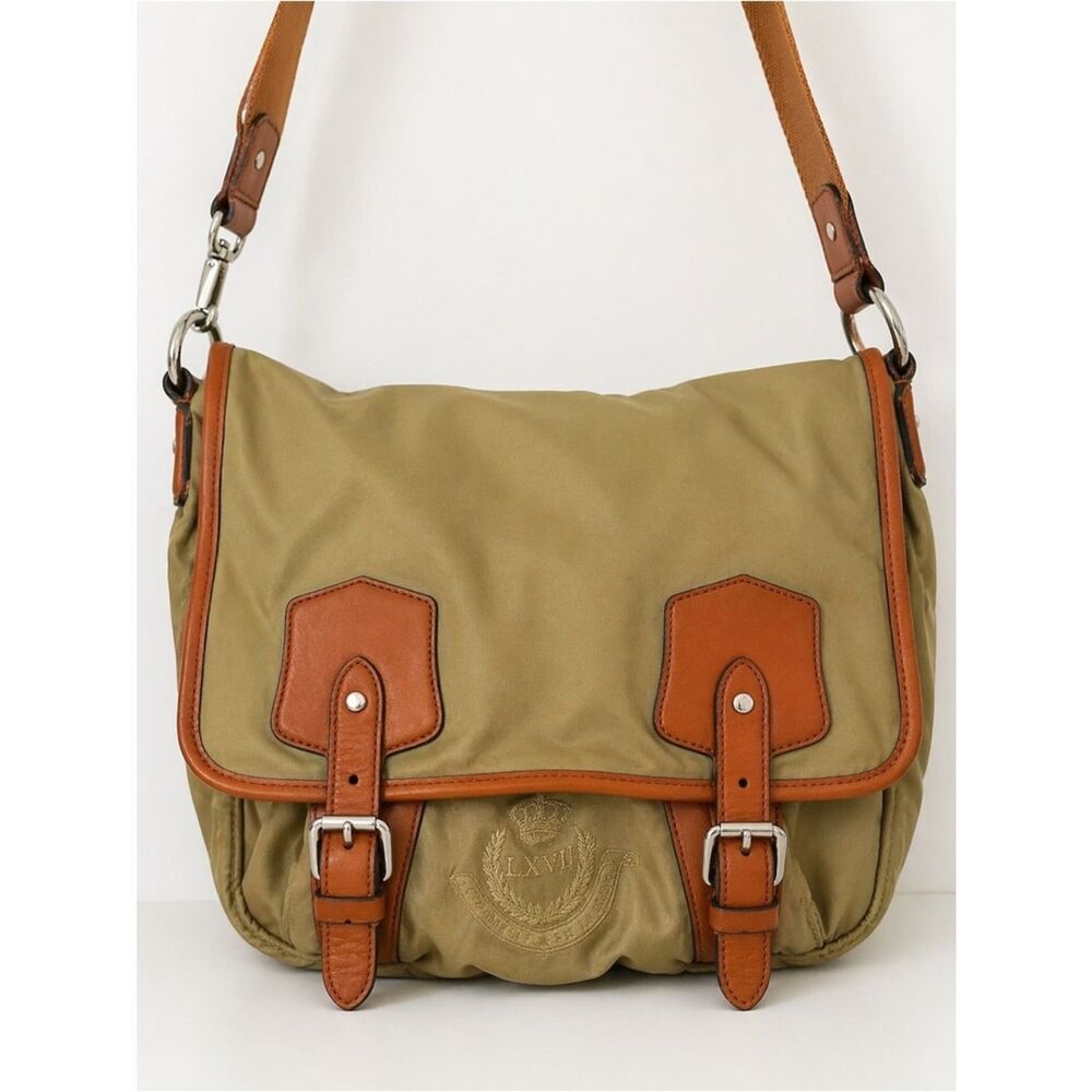 Lauren Ralph Lauren Vintage Olive Nylon Messenger Crossbody Bag